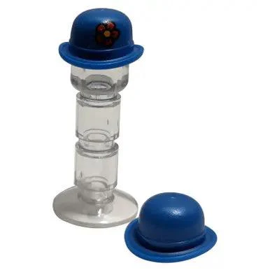 Blue Minifigure, Headgear Hat, Bowler with Red Flower with Yellow Center Pattern - Image 2