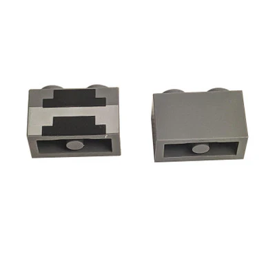Dark Bluish Gray Brick 1 x 2 with Minecraft Pixelated Forge Pattern - Image 2