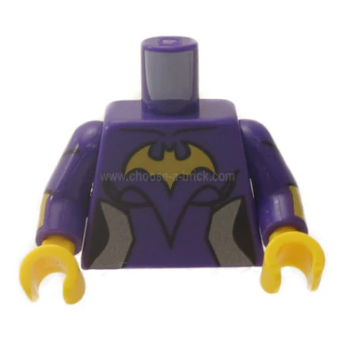 Dark Purple Torso Female Outline with Yellow Bat and Silver Side Trim Pattern - Dark Purple Arms with Yellow Cuffs Pattern - Yellow Hands - Image 3