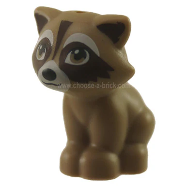 Dark Tan Raccoon, Dark Brown Striped Tail, Dark Tan Eyes, White Eyebrows, Black Nose Pattern - Image 2