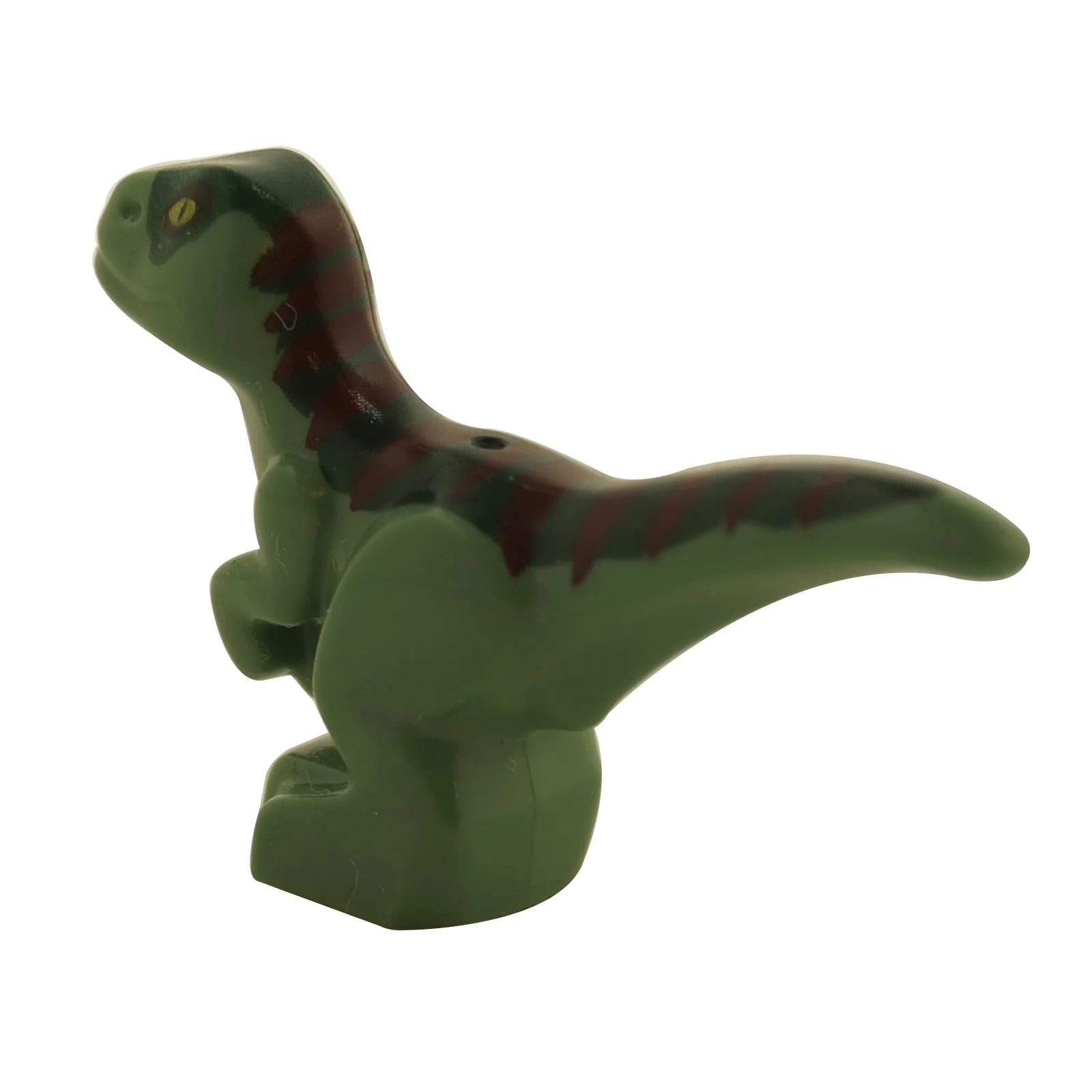 Dinosaur Baby Standing with Dark Green Back, Dark Red Stripes, and Yellow Eyes Pattern - Image 3