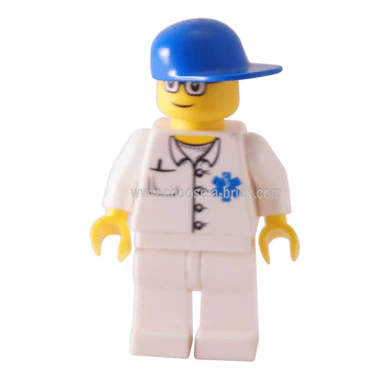 Doctor - EMT Star of Life Button Shirt, White Legs, Blue Cap, Glasses - Image 2