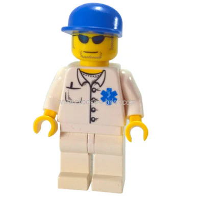 Doctor - EMT Star of Life Button Shirt, White Legs, Blue Cap, Goatee - Image 3