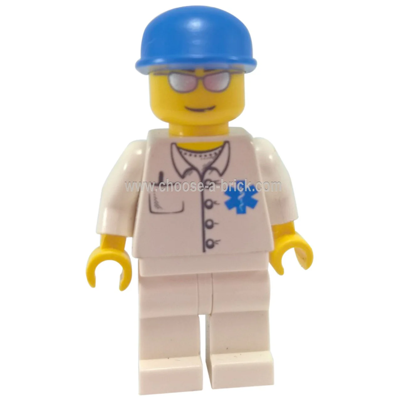 Doctor - EMT Star of Life Button Shirt, White Legs, Blue Cap, Silver Sunglasses