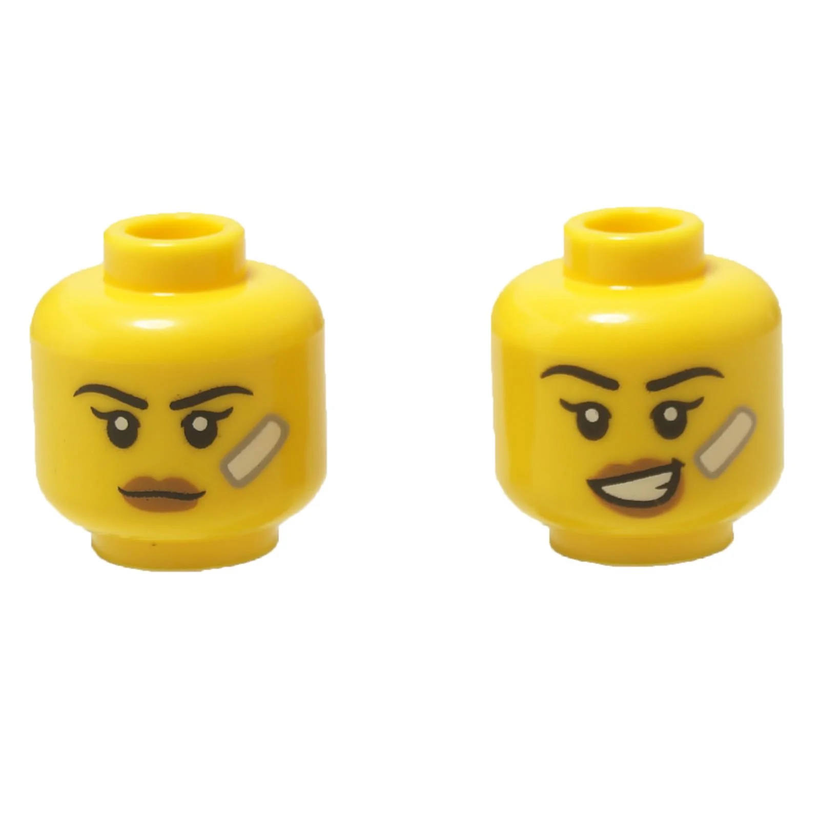 Dual-Sided Female Head with Bandage (Determined / Grin)