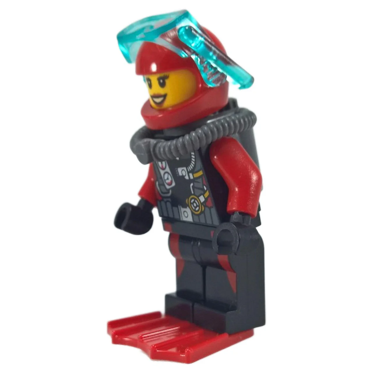 Female Scuba Diver with Red Flippers and Aqua Visor - Image 2