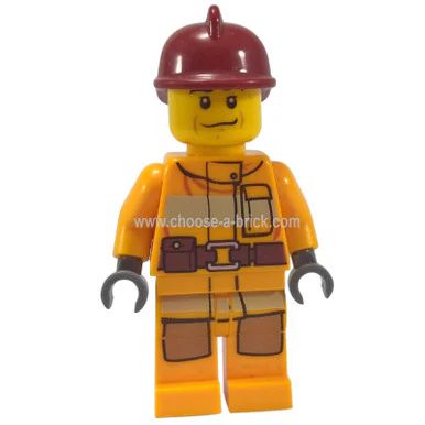 Fire - Bright Light Orange Fire Suit with Utility Belt Dark Red Fire Helmet - Image 3