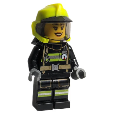 Fire - Female, Black Jacket and Legs with Reflective Stripes, Neon Yellow Fire Helmet, Trans-Black V - Image 2