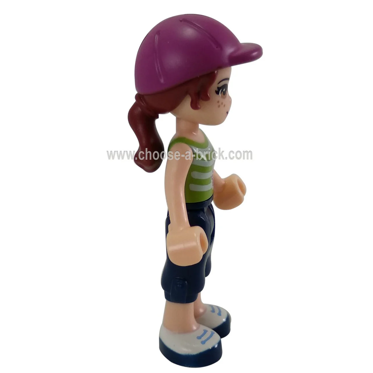 Friends Mia, Dark Blue Cropped Trousers, Lime and White Striped Top, Helmet (41099) - Image 3