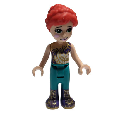 Friends Mia, Dark Purple and Gold Top, Dark Turquoise Pants, Dark Purple Boots with Gold Pattern - Image 2