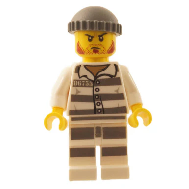Jail Prisoner 86753 Prison Stripes, Dark Bluish Gray Knit Cap, Reddish Brown Beard and Stubble - Image 2
