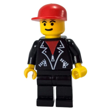Leather Jacket with Zippers - Black Legs, Red Cap - Image 4