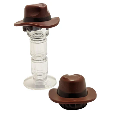 LEGO® Reddish Brown Minifigure Hair Combo with Fedora Outback Style Hat - Image 2