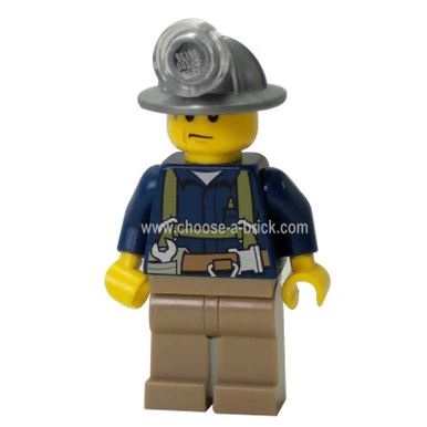 Miner - Shirt with Harness and Wrench Dark Tan Legs Mining Helmet Sweat Drops - Image 3