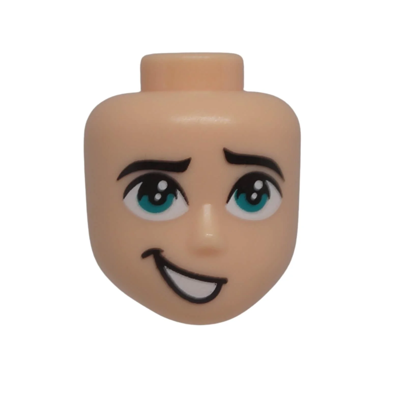 Mini-Doll Head with Dark Turquoise Eyes and Crooked Smile 47934