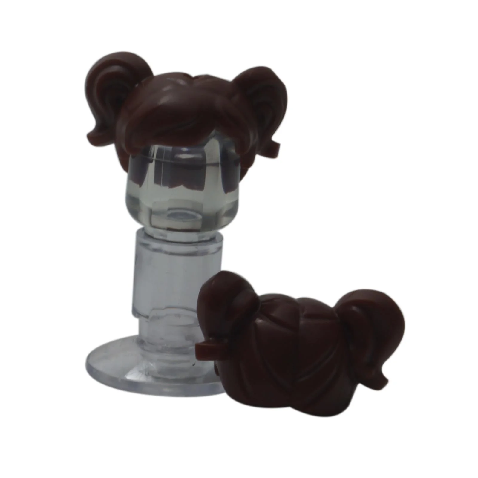 Minifigure, Hair Short, Parted with Two Pigtails, Hole for Pin on Top - Image 8