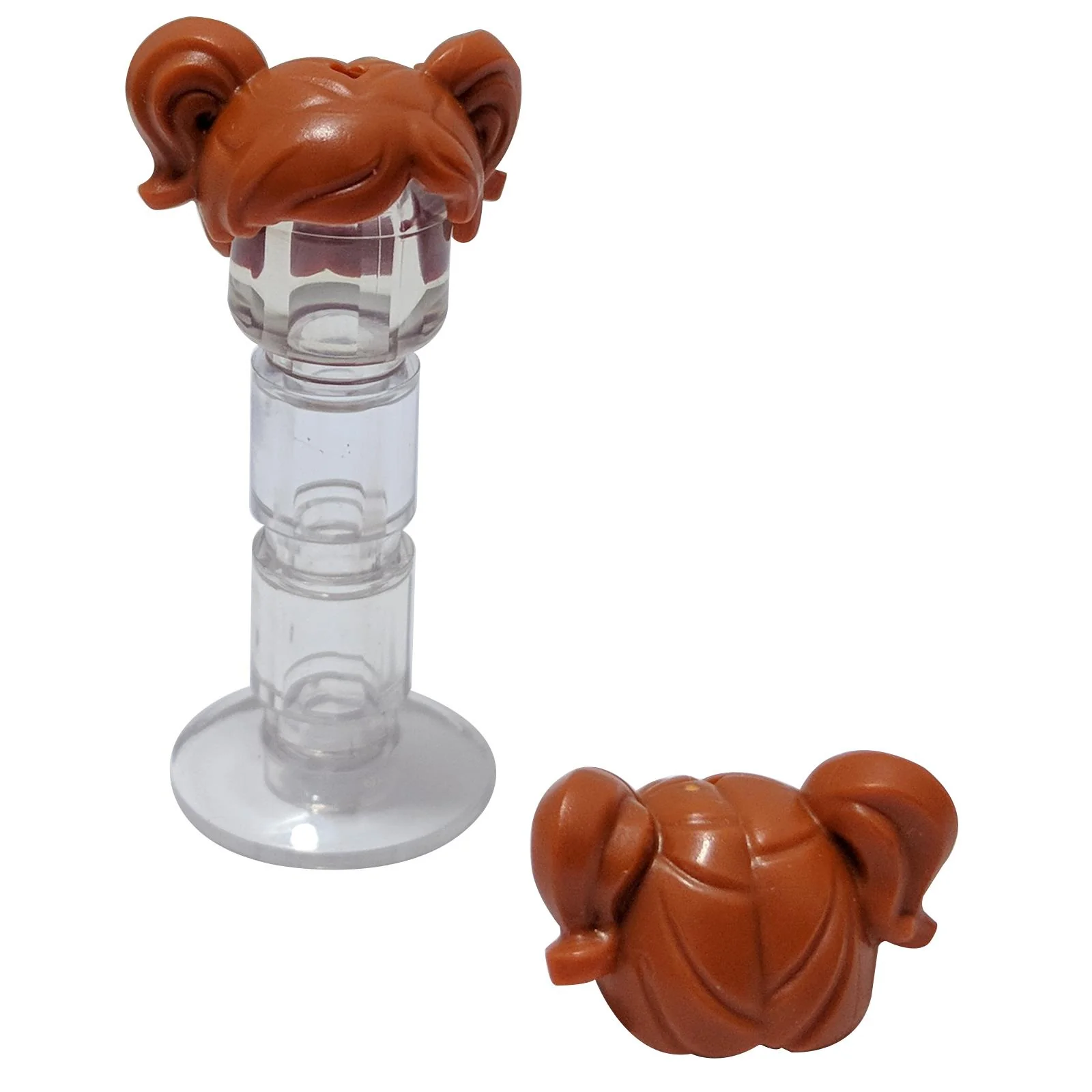 Minifigure, Hair Short, Parted with Two Pigtails, Hole for Pin on Top - Image 9