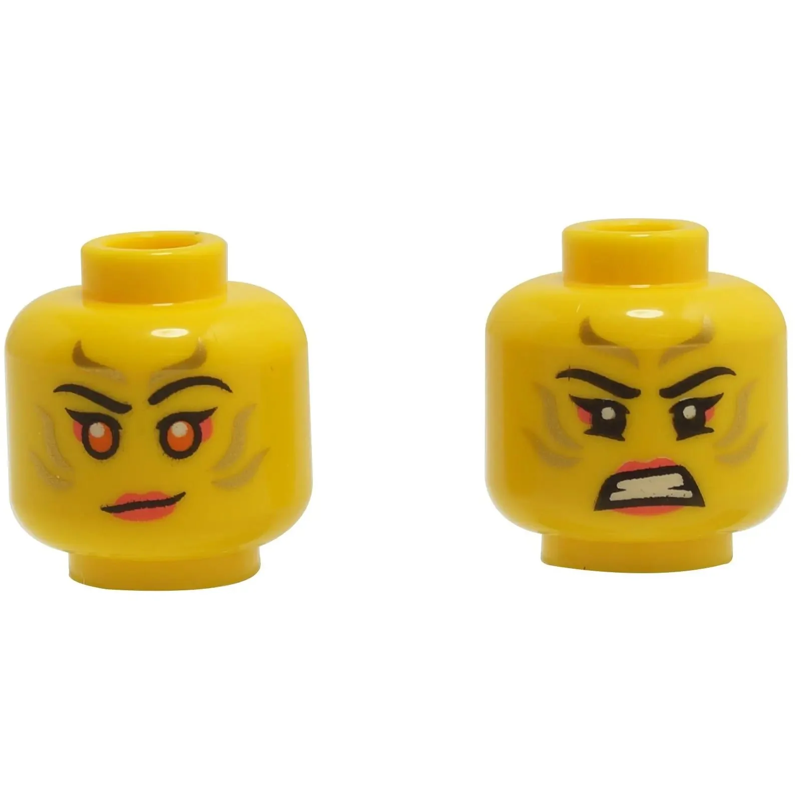 Minifigure Head – Yellow, Dual Sided Fierce Warrior Face