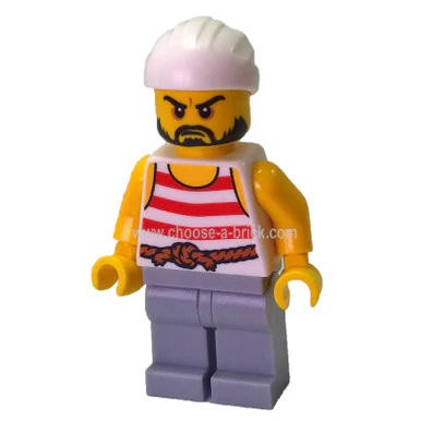 Pirate 2 - Red and White Stripes, Light Bluish Gray Legs, Beard - Image 2