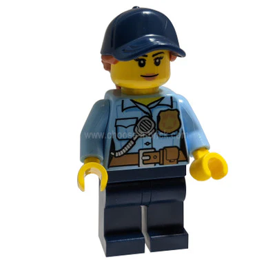 Police - City Officer Female, Bright Light Blue Shirt with Badge and Radio, Dark Blue Legs, Dark Blu - Image 2
