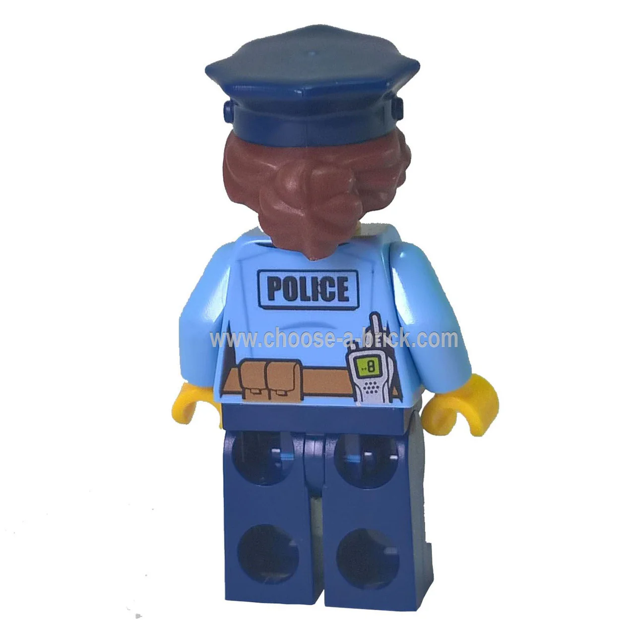 Police - City Officer Female, Bright Light Blue Shirt with Badge and Radio, Dark Blue Legs, Dark Blue Police Hat - Image 2