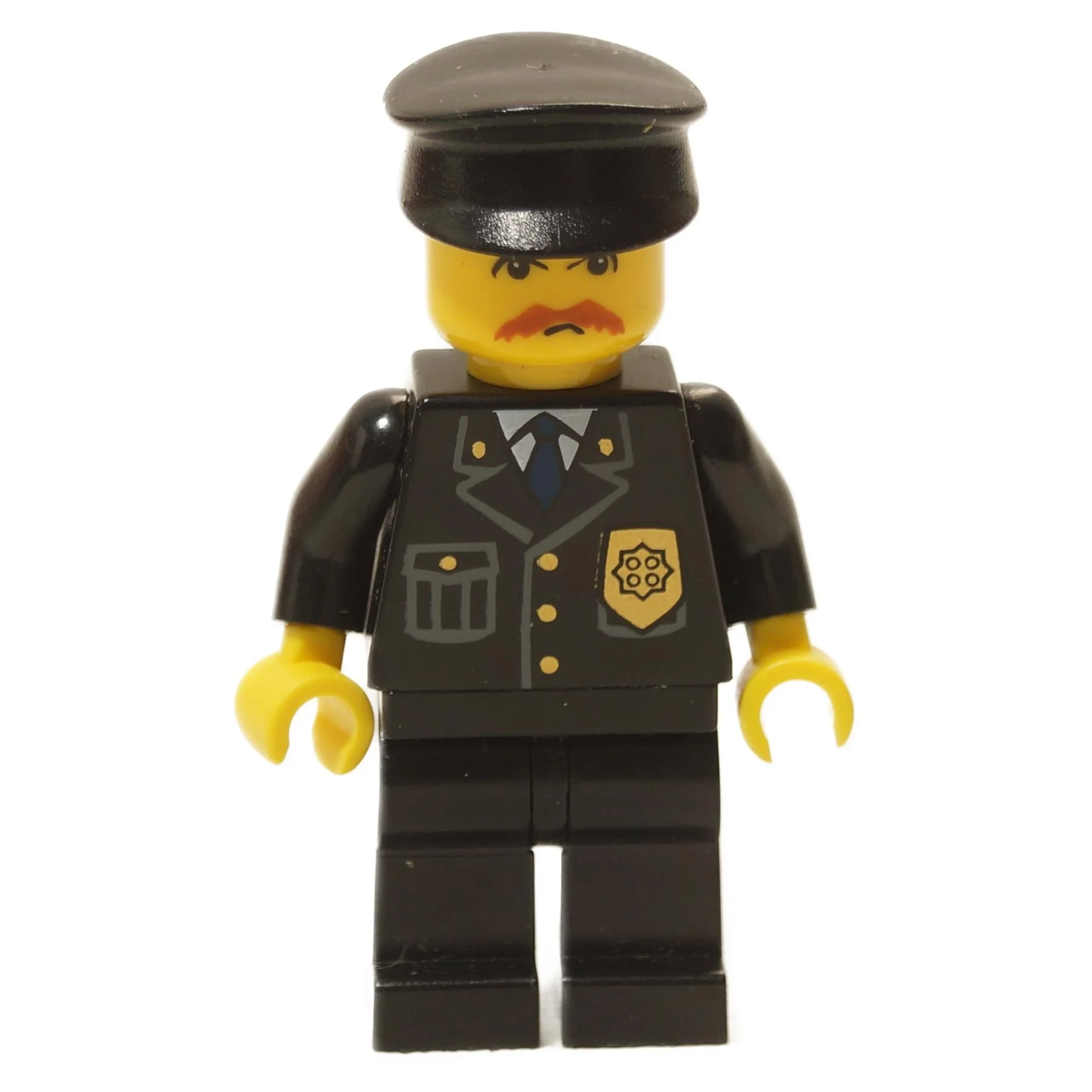 Police - City Suit with Blue Tie and Badge, Black Legs, Brown Moustache, Black Hat
