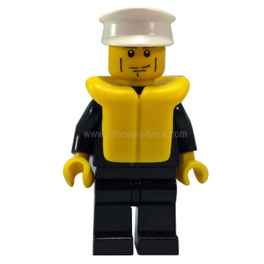 Police - City Suit with Blue Tie and Badge Black Legs Vertical Cheek Lines White Hat Life Jacket - Image 2