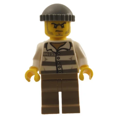 Police - Jail Prisoner 86753 Prison Stripes, Dark Tan Legs, Dark Bluish Gray Knit Cap - Image 2