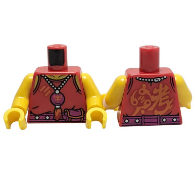 Red Warrior Torso - Ancient Symbols and Necklace Details - Image 2