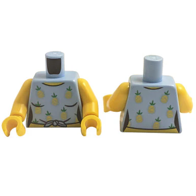 Torso Female Knotted Shirt with Pineapples, Yellow Neck and Stomach Pattern / Yellow Arms / Yellow - Image 2