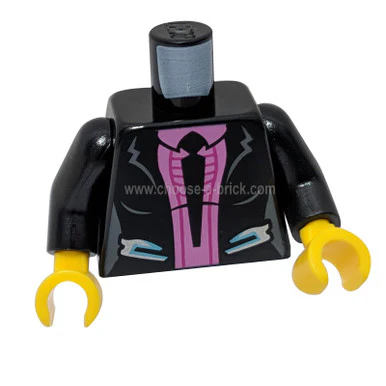 Torso Jacket with Silver and Medium Azure Trim, Dark Pink Shirt and Black Tie Pattern (Caila Phoeni - Image 3