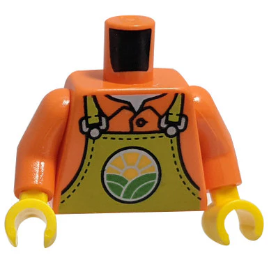 Torso Lime Overalls with Bright Green Hills and Yellow Sun over Shirt with Collar Pattern / Orange Arms / Yellow Hands - Image 3