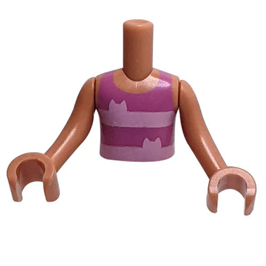Torso Mini Doll Dark Pink Tank Top with Cat Ears Pattern - Image 3