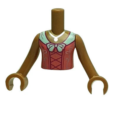 Mini Doll Torso - Elegant Coral Dress with Silver Necklace - Image 2