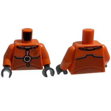 Torso Spacesuit with Dark Bluish Gray Stripes Pattern / Orange Arms / Dark Bluish Gray Hands - Image 2