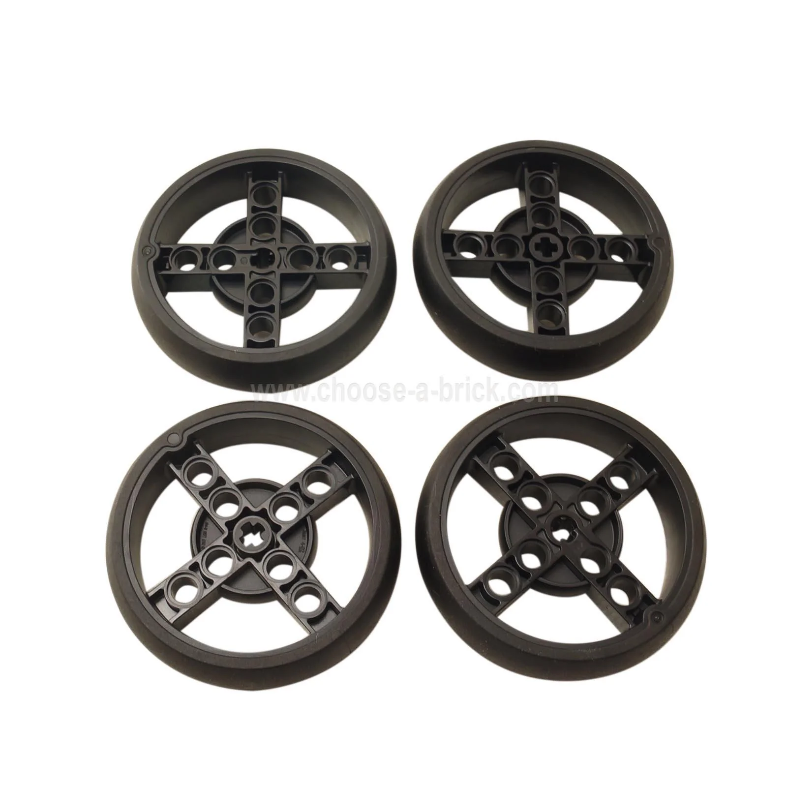 Wheel 56 x 14 Technic with Axle Hole and 8 Pin Holes with Fixed Black Rubber Tire - Image 2