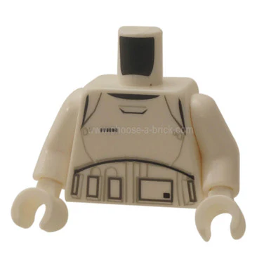 White Torso SW Armor Stormtrooper Ep. 7 with Black, Gray and Dark Gray Lines Pattern - White Arms - White Hands - Image 3
