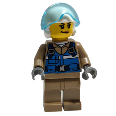 Wildlife Rescue Pilot - Female, Blue Vest, White Helmet, Dark Tan Legs, Smirk - Image 2